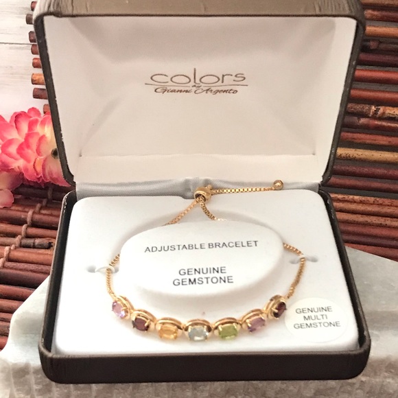 Genuine Gemstone Adjustable Bracelet Gianni Argento NIB - Picture 2 of 4